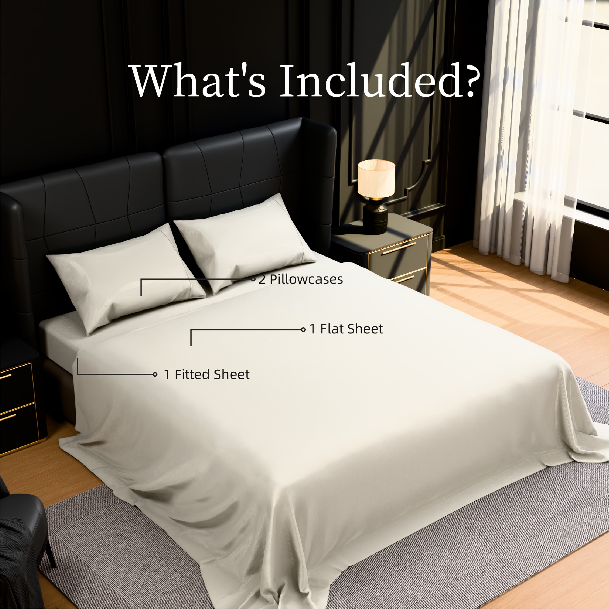 Bedding Queen Bed Sheets Set - 4 Piece Bedding - Brushed Microfiber - Shrinkage And Fade Resistant - Easy Care (Queen, White)_voghion.com